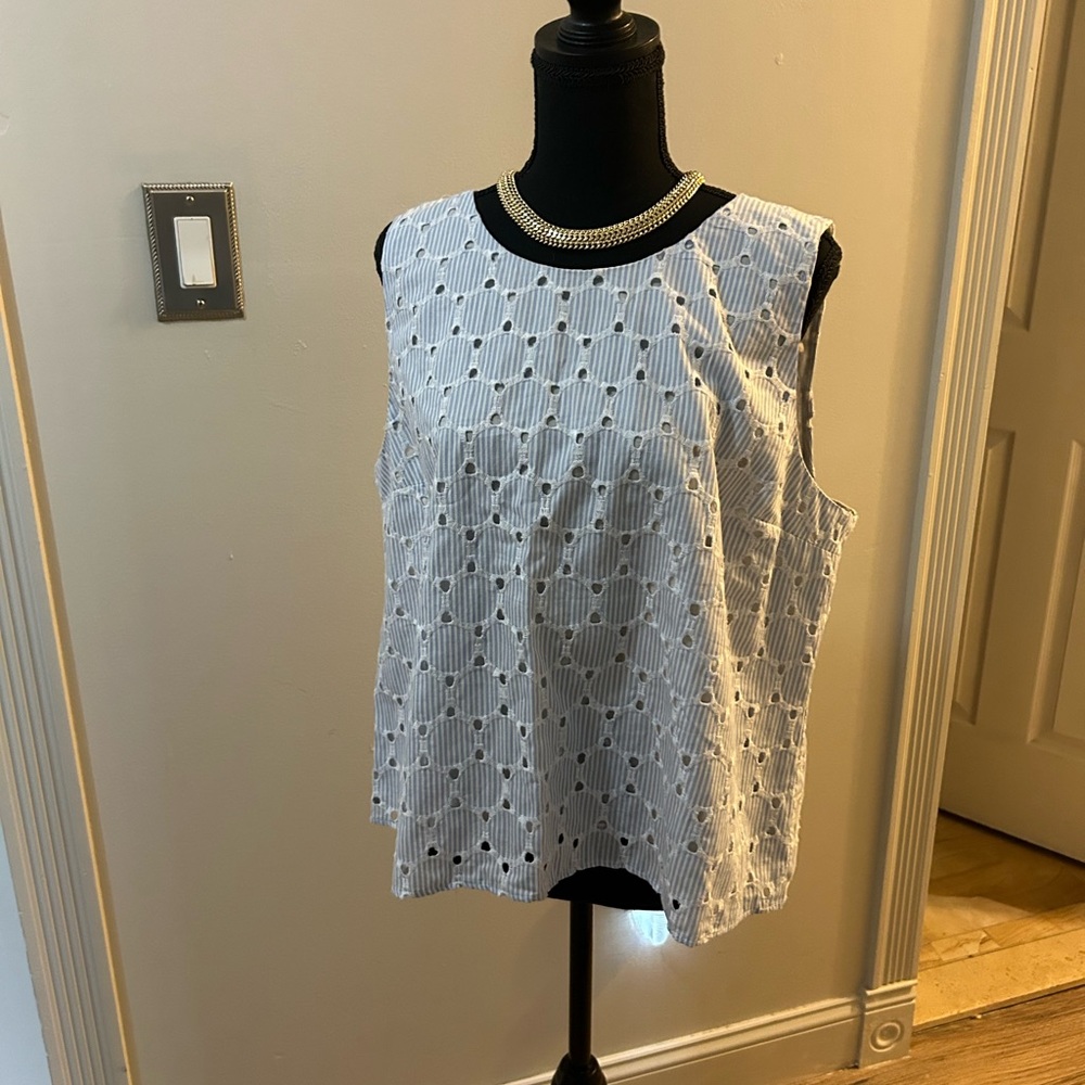 Banana Republic Black and White Eyelet Blouse